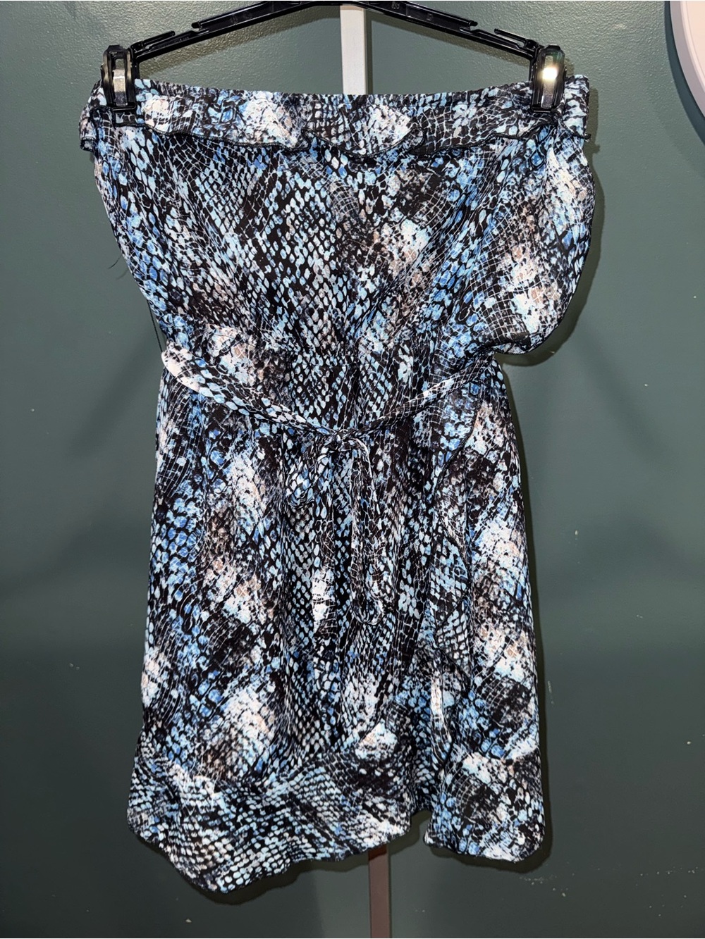 Rock & Roll Cowgirl Blue and Black Snake Print Dress